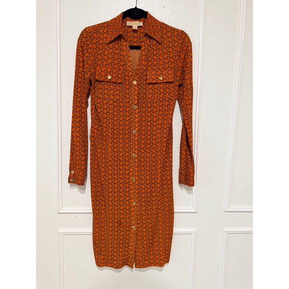 Michael Kors Dresses & Skirts - Michael Kors Chain Link Print Button Front Shirt Dress XS